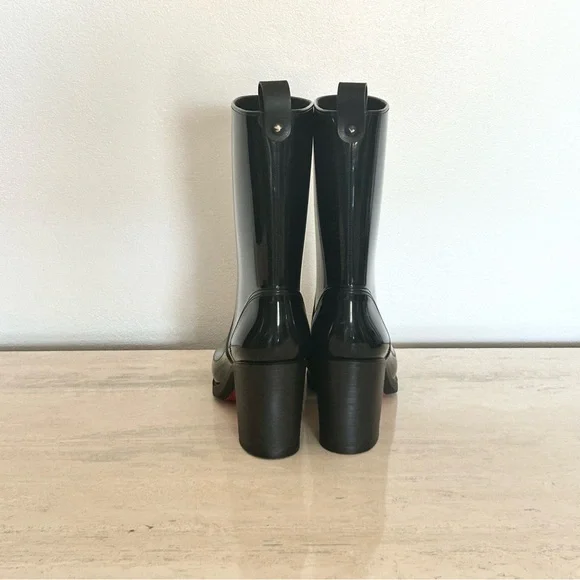 New Christian Louboutin Loubirain 70 PVC Rain Boot Black Size 37EU/7US - Picture 3 of 5